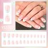Elegant Blue & White Floral Press-On Nails - 24 Glossy Pieces