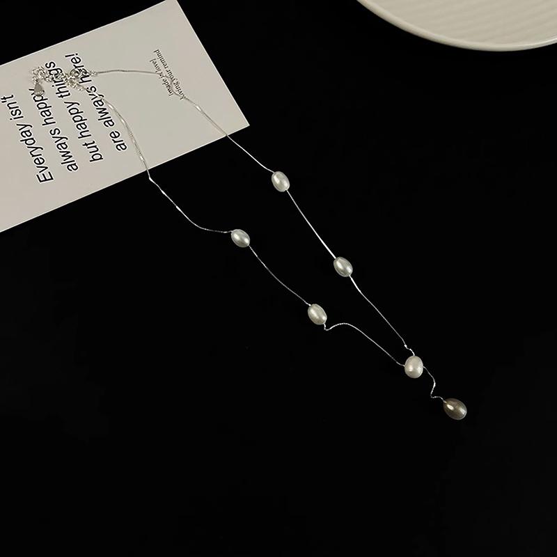 

Simple Elegant Long Pearls Necklace For Women Girls Sexy Tassel Pearl Clavicular Chain Jewelry Accessories Gifts
