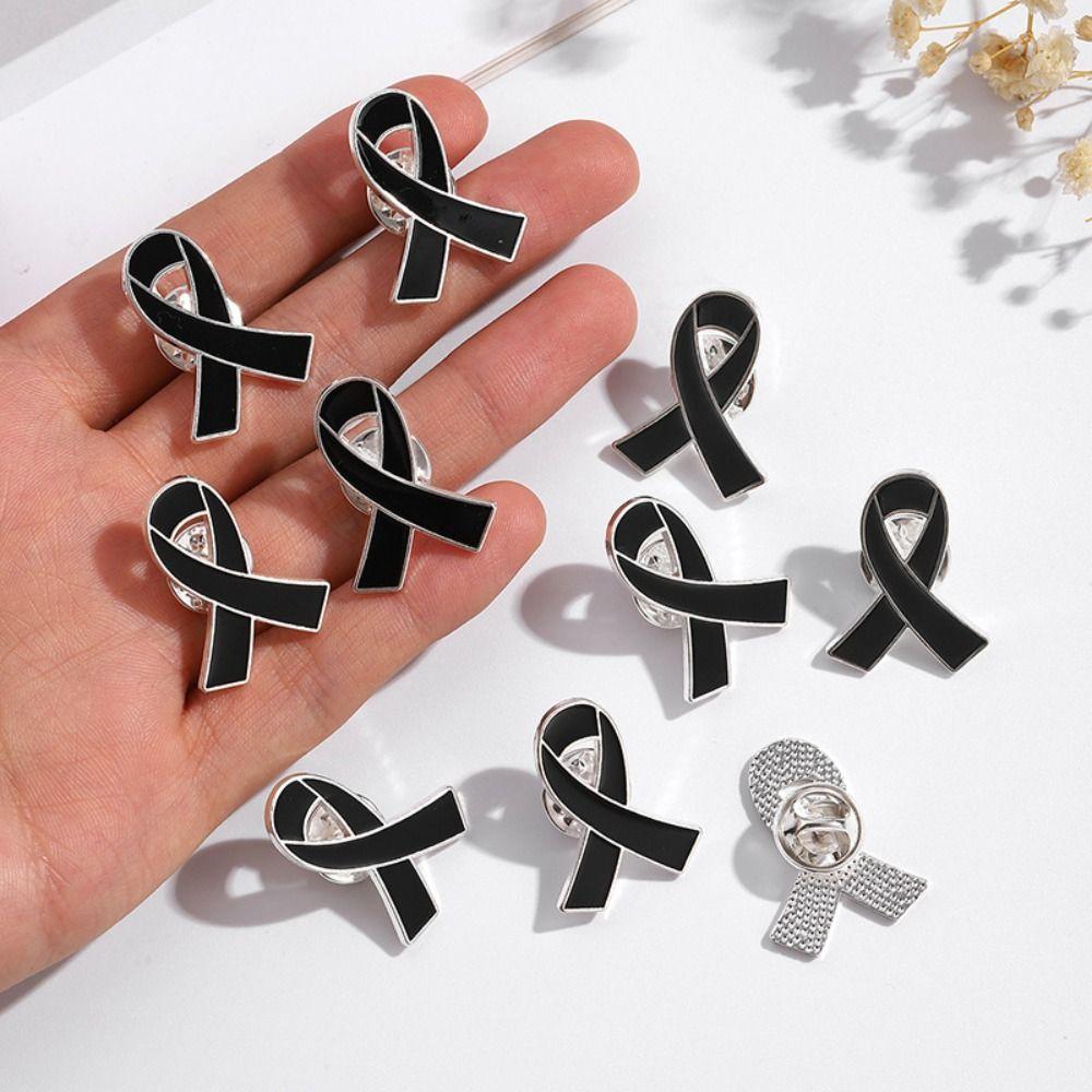 Awareness Black Ribbon Pin Melanoma Cancer Skin Cancer Funerals Memorial Pin Vintage Breast Cancer Funeral Ribbon Badge Brooch