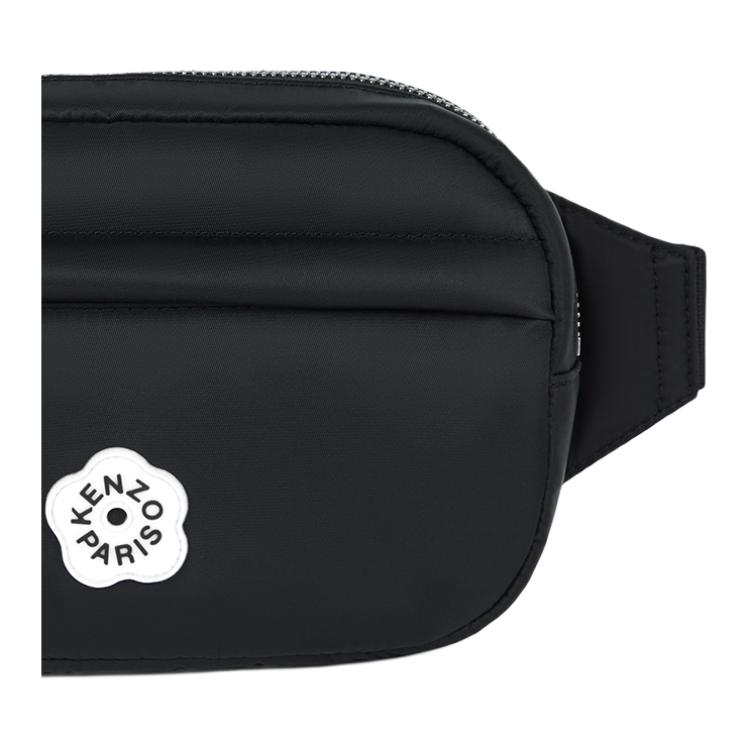 Kenzo Boke Flower Series Begonia Flower Print Design Fabric Waist Bag Women waist bag Black FF62SA407F02