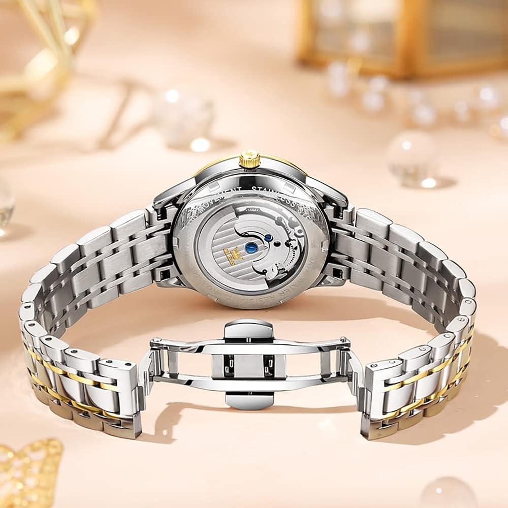 OLEVS Ladies Automatic Mechanical Watch Waterproof Luminous Diamond Blue Ladies Watch