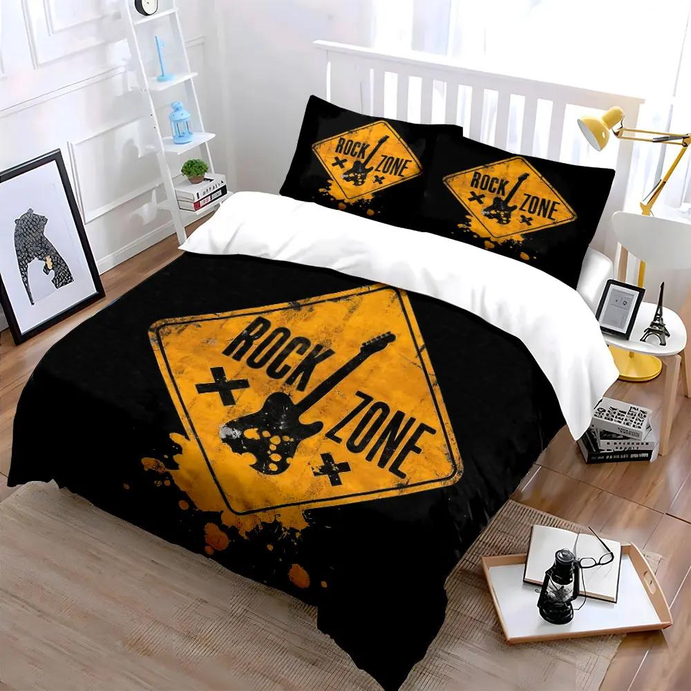 "Rock Music Room Decor Set" Soft Comfortable Duvet Cover Bedding Set Included 1*Duvet Cover & 2*Pillowcases Gift