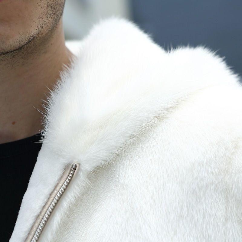 Winter men's imitation mink coat thickened casual imitation mink imitation fur white hooded imitation fur