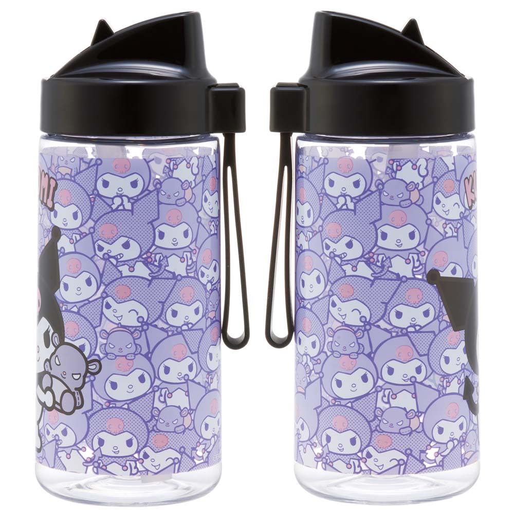 Skater Straw 500ml Straw Water for Sanrio Bottle, Spout-Type Bottle, Plastic, Clear, Kids, Kuromi, PSTB5-A