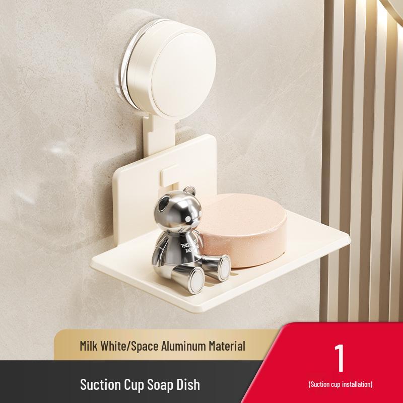 Wall-Mounted Punch-Free Aluminum Soap Holder with Suction Cup