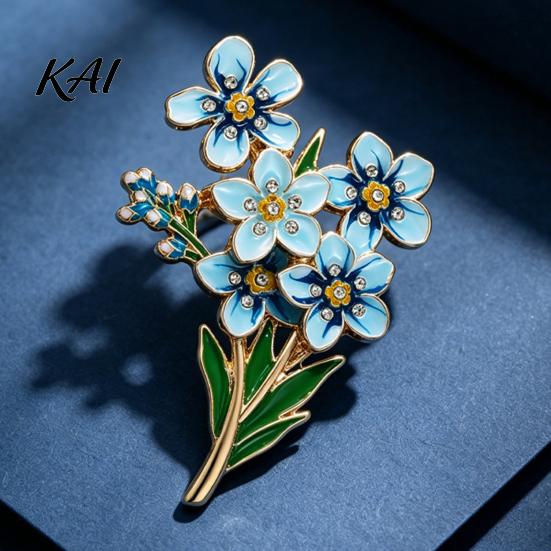 Forget Me Not Flower Brooch Brooch, Alloy Blue Floral Lapel Pin, Memorial Enamel Fashionable Coat Embellishment Pin for Coat, Dress, Hats, Bags,