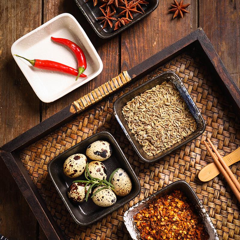 Ceramic Square Sushi & Dipping Sauce Dishes (3-Pack)