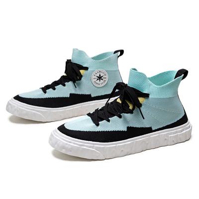 2025 Spring Flying Woven Shoes Men's Mid-top Canvas Sneakers Male Casual White Shoes