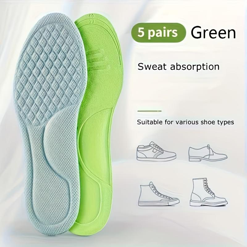 

5 пар мягких и удобных стелек из полыни для мужчин и женщин, разработанных для занятий спортом с амортизацией для снижения усталости при стоянии на открытом воздухе. 37-38 зелёный