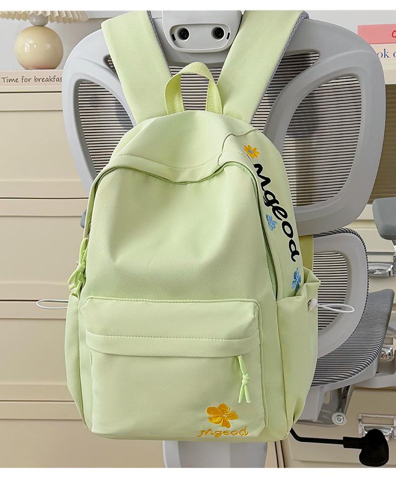 Schoolbag Milk Sweet Youth Vitality Letter Embroidered Backpack Female Junior High School Student School Bag Multi-compartment Casual Versatile 