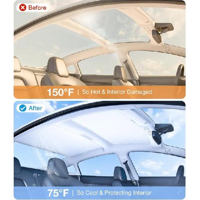 Tesla Model 3 2017-2025 Sunshade Roof  Never Sag Nano Ice-Crystal Coatings 3-Gen Heat Insulation Glass Roof Sun Shade Model Y