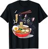 Innocent Black Cat Eating Ramen Noodles Funny Japanese Anime Unisex T-Shirt