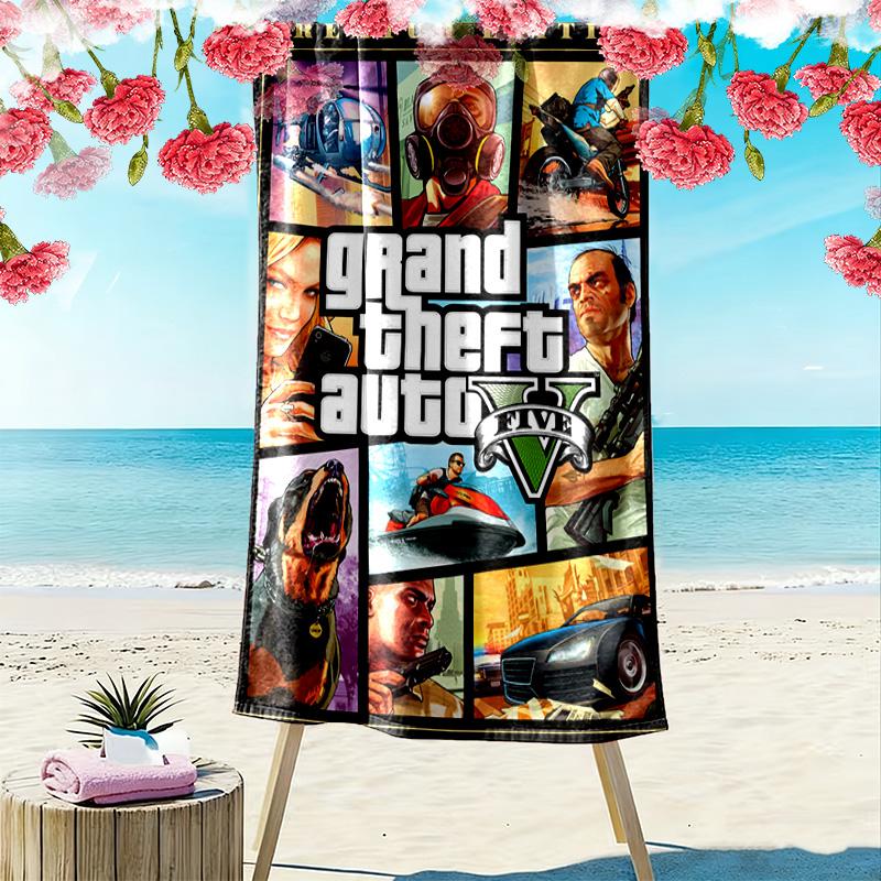 Grand Theft Auto V: Asciugamano da spiaggia Crime Chaos Asciugamano da spiaggia per foto vacanza Portatile per viaggio nuoto mare asciugatura rapida asciugamano da nuoto