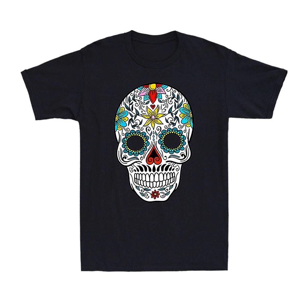 Men s and Women s T-shirts Sugar Skull Graphic Tank Horror Rainbow Novelty Vintage Funny Gift L
