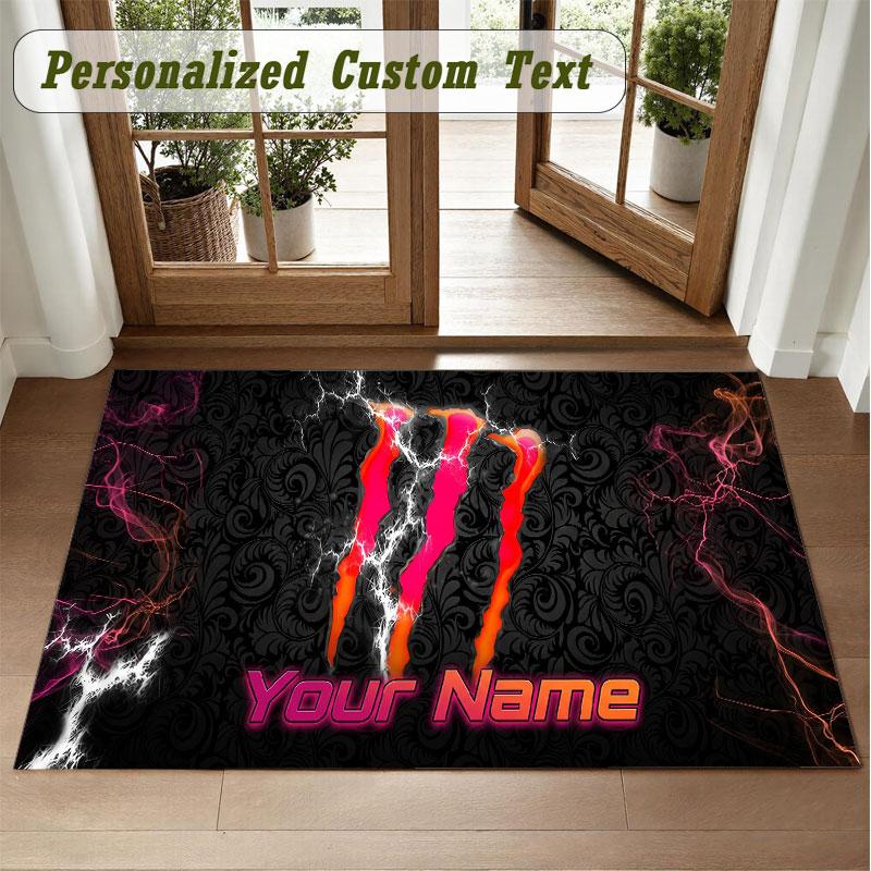 Crystal Velvet Square Rug Custom NameMonster Energy Pattern Non Slip Home Floor Decor Rug