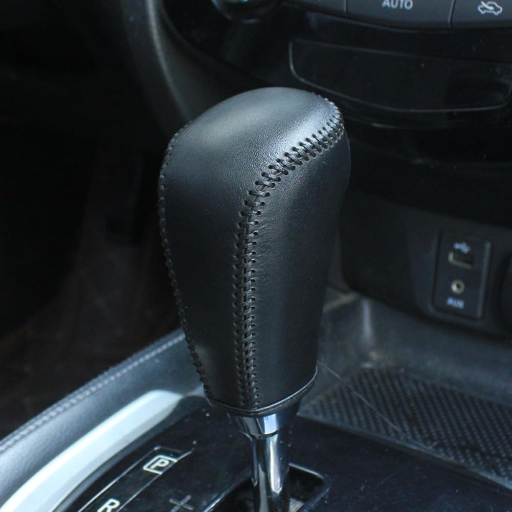 Compatible with Nissan Rogue/Murano/Rogue Sport 2014-2021 Hand Sewing DIY Hand Stitched Car Leather Gear Shift Knob Cover Anti-Slip Breathable Shift