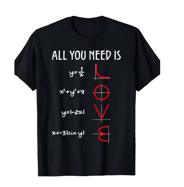 Romantic Math Equation LOVE Print T-Shirt S