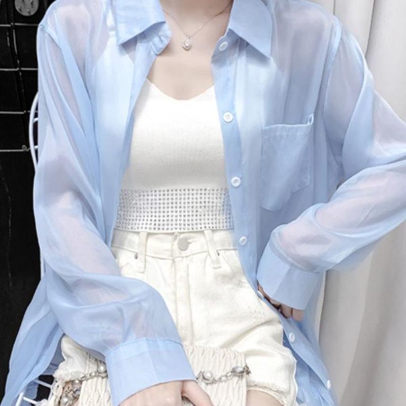 Ice Silk Chiffon Breathable Sunscreen Clothing for Women's Summer Outdoor Versatile Thin Loose Shirt Jacket Top
