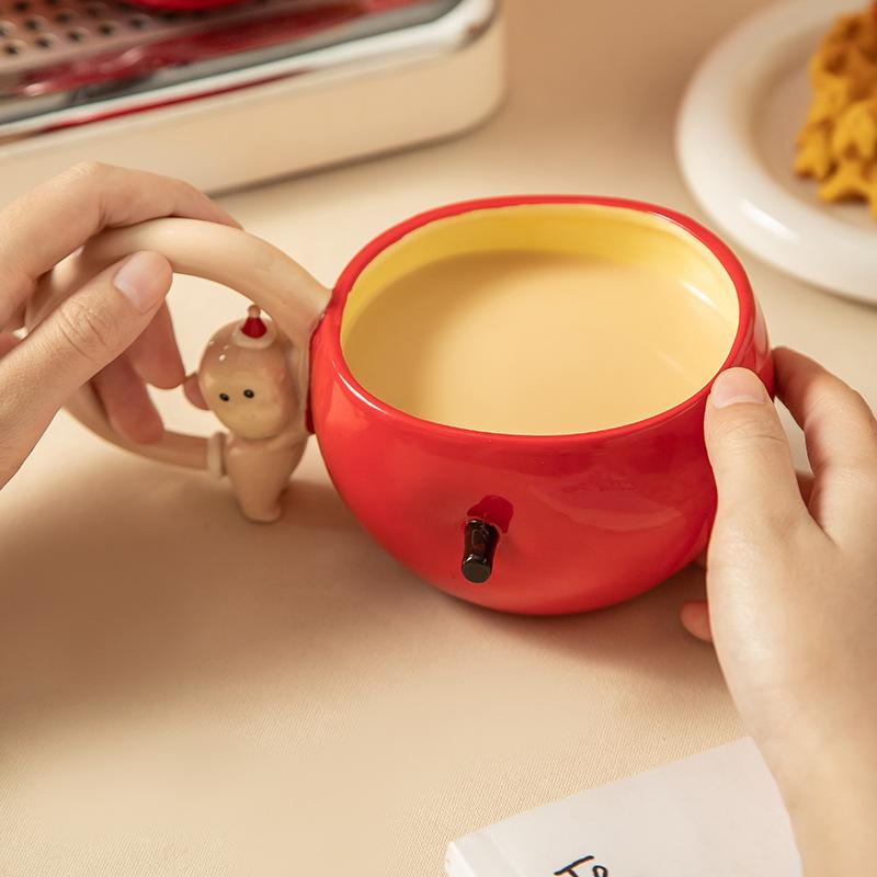 Personalisierte Keramiktasse Wasserbecher Milchbecher Apfel kreativ Geschenk Tasse Heimgebrauch hoher Wert Liebe niedlich