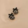 Fashion Elegant Black Bow Heart Drop Earring Women Personality Earrings Party Trending Jewelry