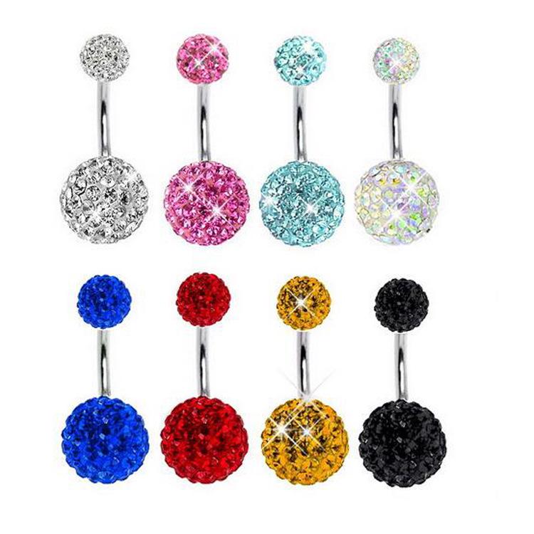 Hot Sale Polymer Clay Belly Button Ring with Diamond Ball