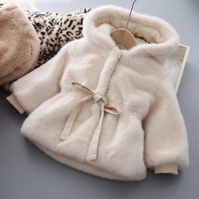 Winter Mädchenmantel Warmes Fell Gepolstert Verdickt Langärmelig Kapuzenmäntel Baby Kinder Kinder Jacke Plüsch Oberbekleidung