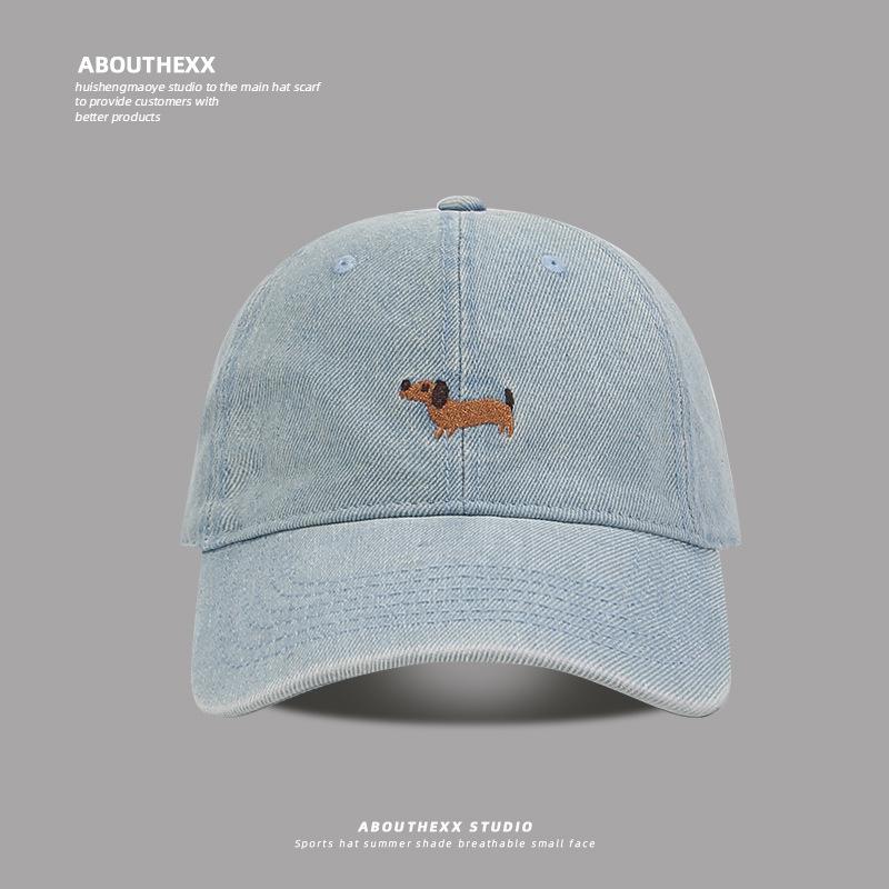 Cappellino da baseball in denim ricamato Dachshund per primavera ed estate, regolabile da donna, parasole da esterno, tempo libero, morbido, cappello da uomo