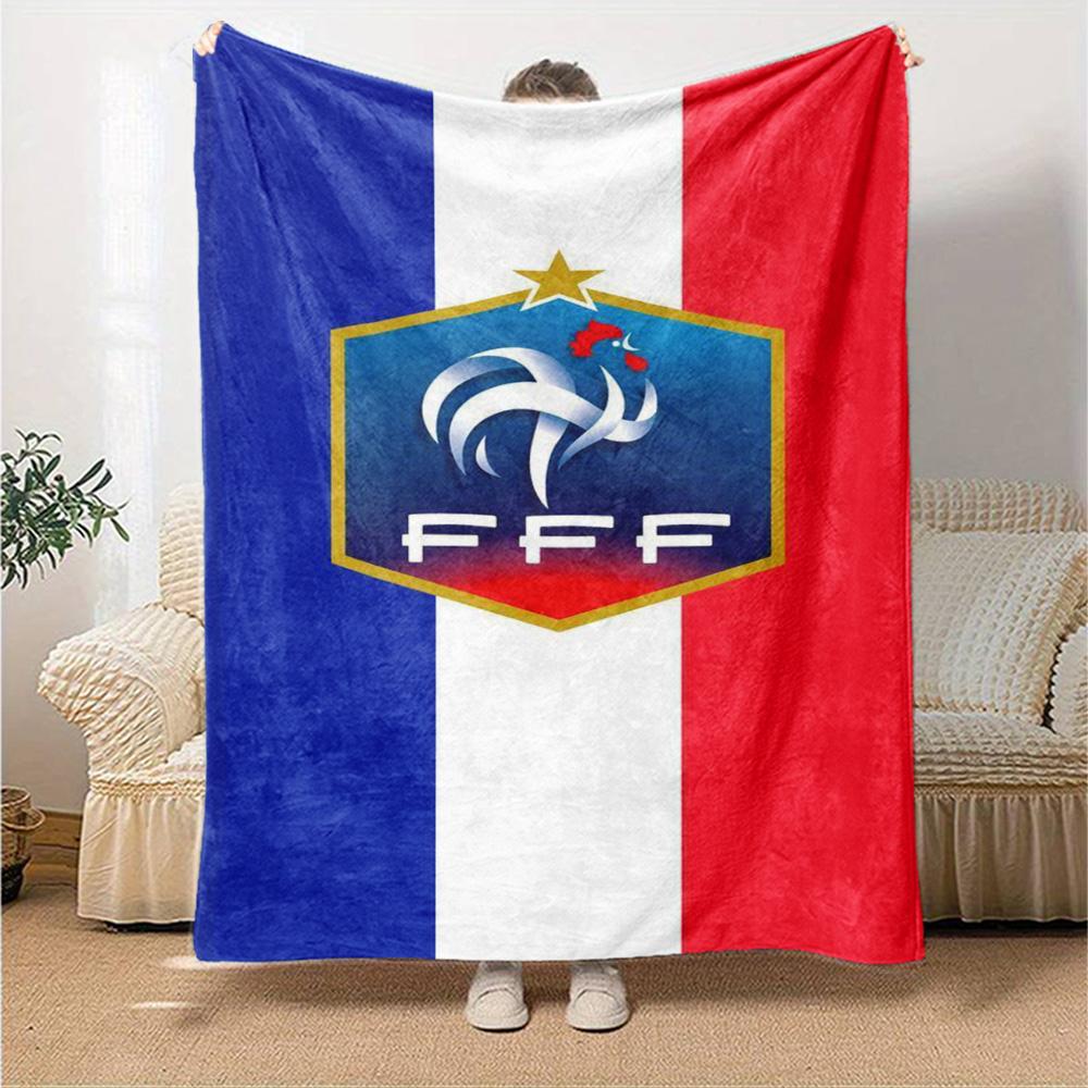 France FFF Print Flannel Blanket High Quality Warm Comfortable Cover for All Seasons Perfect for Gifts Home Decor