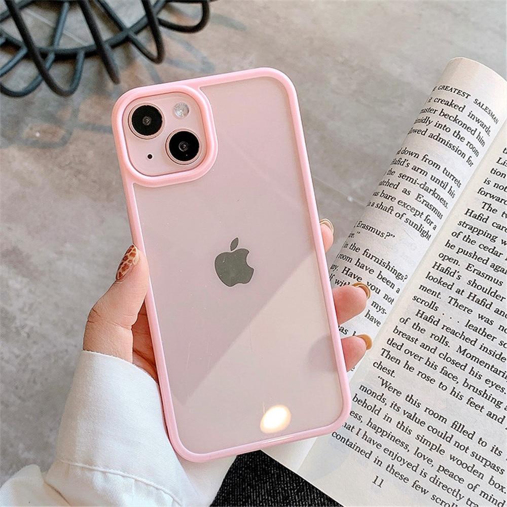 Şeker darbeye dayanıklı silikon tampon telefon kılıfı için iPhone 14 11 12 13 Pro Max X XS XR 8 7 artı SE şeffaf koruma arka kapak