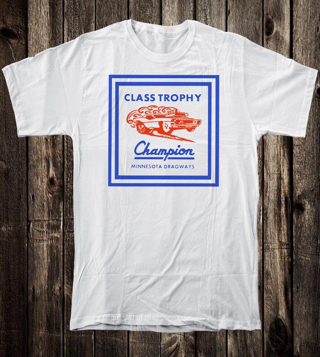 

Retro Auto Tee T Shirt White Hot Rod Class Trophy Champion Minnesota Dragways 4XL
