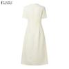 ZANZEA Women Elegant V-Neck Casual Short Sleeve Dress
