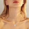 Women's Trendy Evil Blue Eye Pendant Necklaces Gift, Gold Color Stainless Steel Thin Chain Necklace Eyes Amulet Pendant Collar