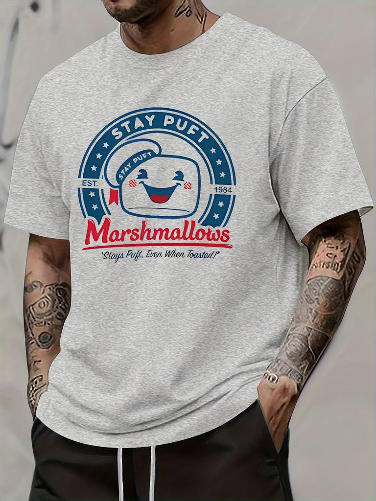 Marshmallows Brand Print TShirt 100 Cotton ONeck Short Sleeve Summer Casual Mens Tshirt Streetwear