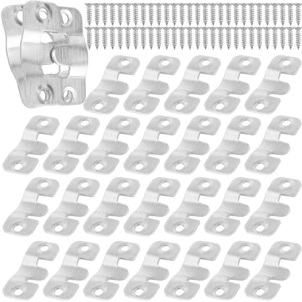 20/30PCS 66lbs Interlock Hanging Buckle Flush Mount Bracket Heavy Duty Picture Frame Hook Display Hooks Stainless Steel