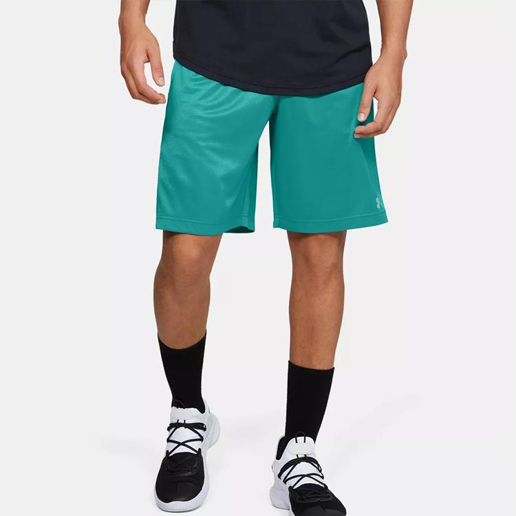 Under Armour Wordmark Basketball Shorts Men's Green Moderate Straight Fit Pants 1350993-454