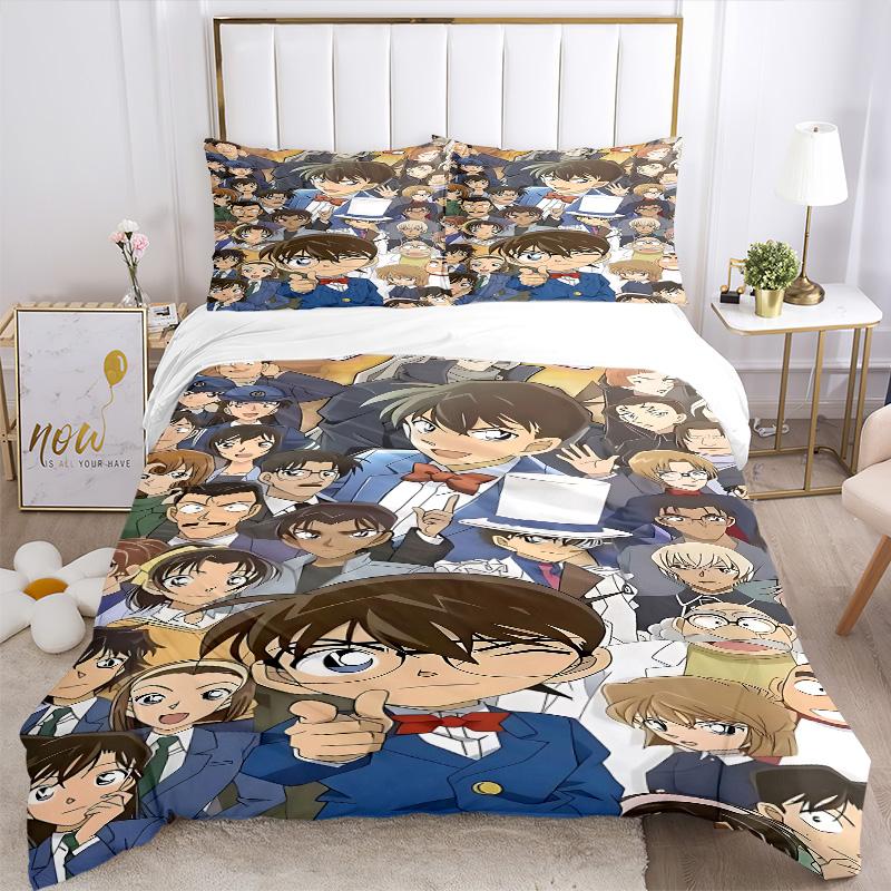 Detective Conan Mystery Print 3Pcs Bedding Setduvet Cover With 2 Bedropillowcase Home Birthday Gift