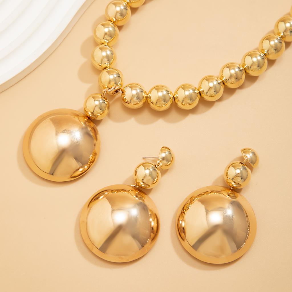 Exaggerated Large Half Ball Bead Pendant Necklace Punk Acrylic CCB Ball Bead Chain Choker Women's Banquet Party Jewelry Set