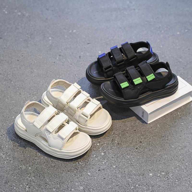 Children's Sandals 2025 New Summer Super Soft Korean Version Sports Sandals Student Velcro Dad Open-toed Beach Shoes
