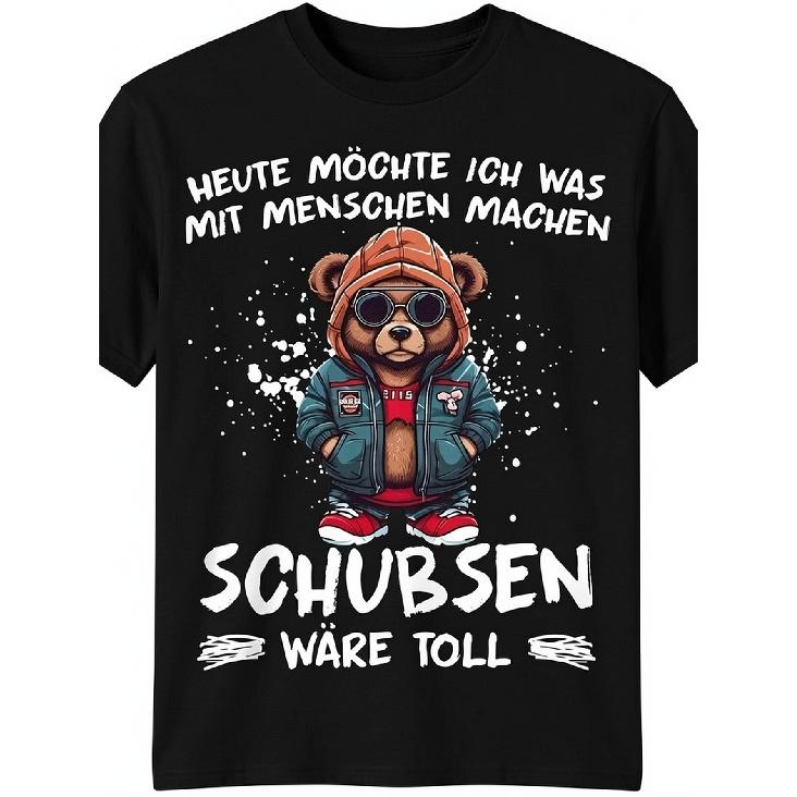 Men's Funny Bear Graphic T-Shirt, Short Sleeve Crewneck Tee with Cool Sunglasses Bear Print, Soft Cotton Casual Top for Daily Wear