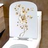 Bathroom Toilet Stickers Modern Minimalist Golden Flowers Pattern Self-adhesive Paintings For Bathroom Living Decorations