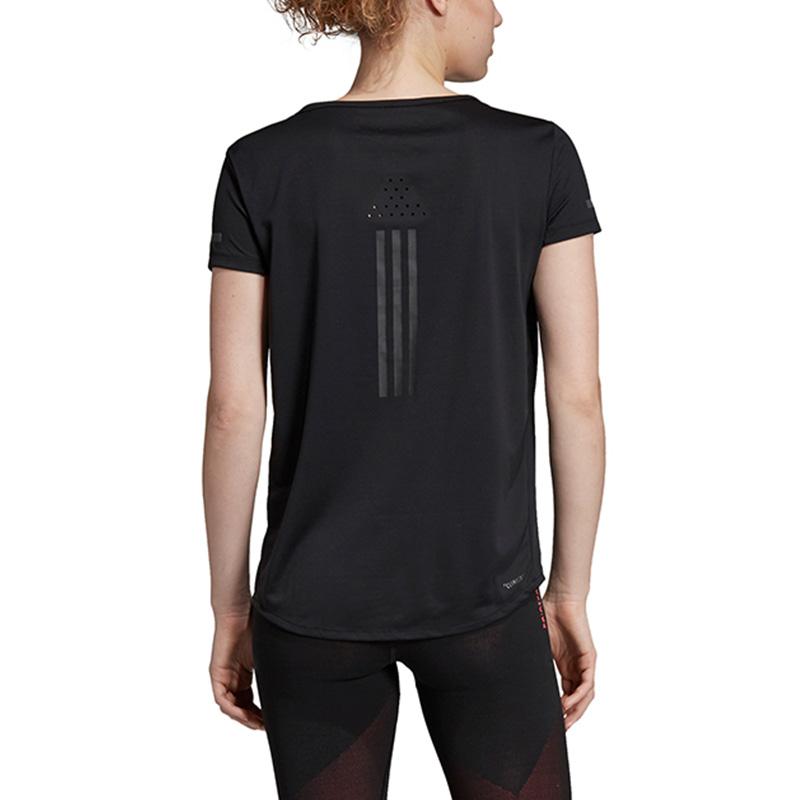 adidas Schnelltrocknendes Sport-Casual Reflektierendes Rundhals Kurzarm T-Shirt Damen Oberteile Schwarz EI6385