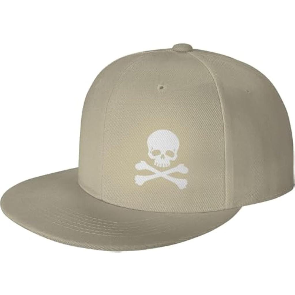 Pirate Skull And Crossbones Flat Brim Cap Polyester Outdoor Adult Baseball Snapback Hat