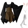Women Fashion Long Sleeve Vintage Dress Cosplay Party Evening Night Formal Dress