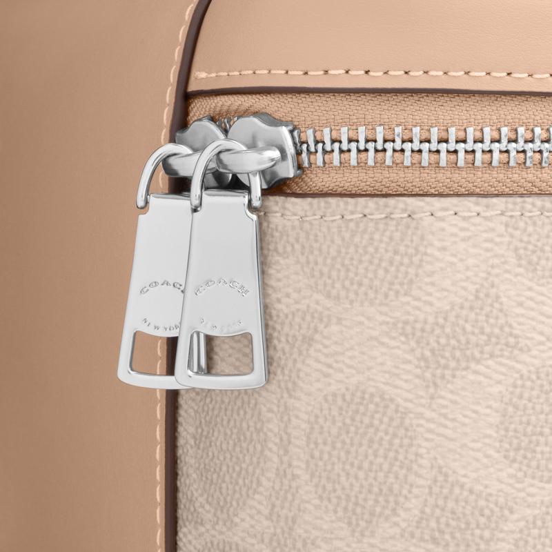 Coach RAINER 18 Logo del Marchio Borsa a Mano in Ecopelle Piccola Giallo Sabbia da Donna