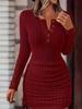 2024 Autumn European & American Women's Solid Color Round Neck Bodycon Dress