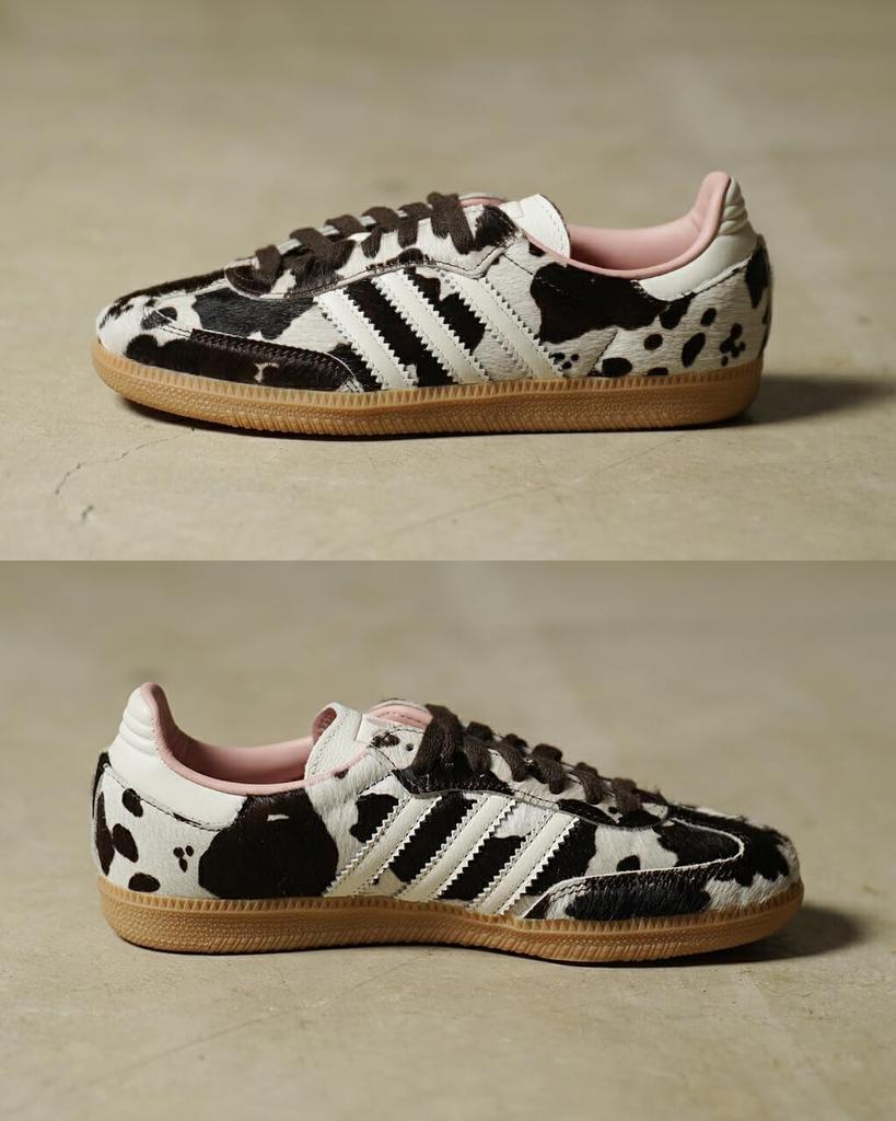 Adidas Originals SAMBA OG W Cow Size Women's Sneakers, Low-Top Lace-Up Print, 24.0cm (DBROWN/OWHITE/GUM3)