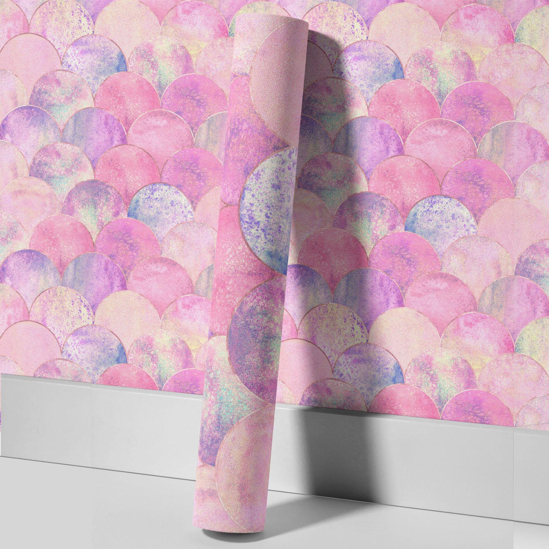 

1pc Modern Pink Fan-Shaped Peel and Stick Wallpaper, Self-adhesive Wallpaper for Kidrooms, Bedroom Wall Decoration,Easy To Paste 2mx45cm(78.7x17.7in)