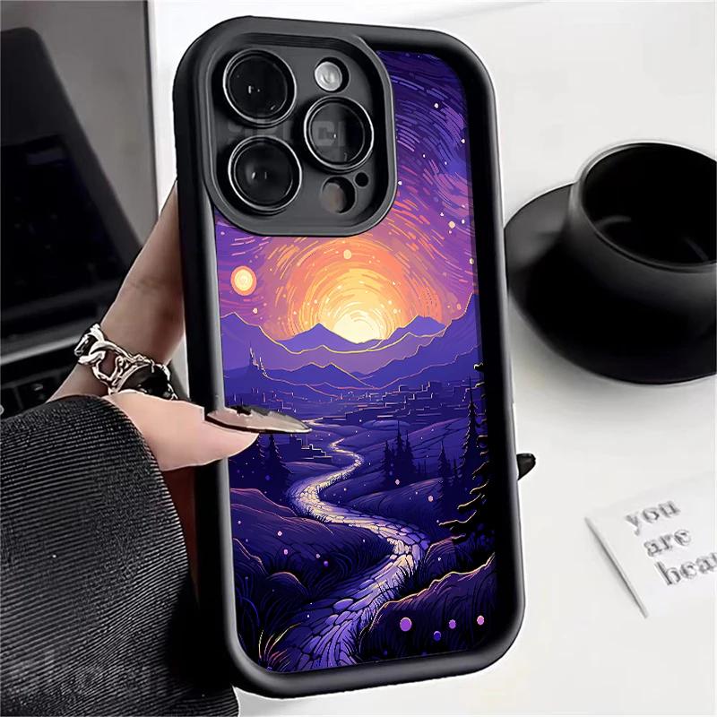VanGogh Oil Painting Starry Sky Phone Case For iPhone 16 Pro Max 15 14 13 12 11 Pro Max XS X XR 7 8 Plus Shockproof Cover