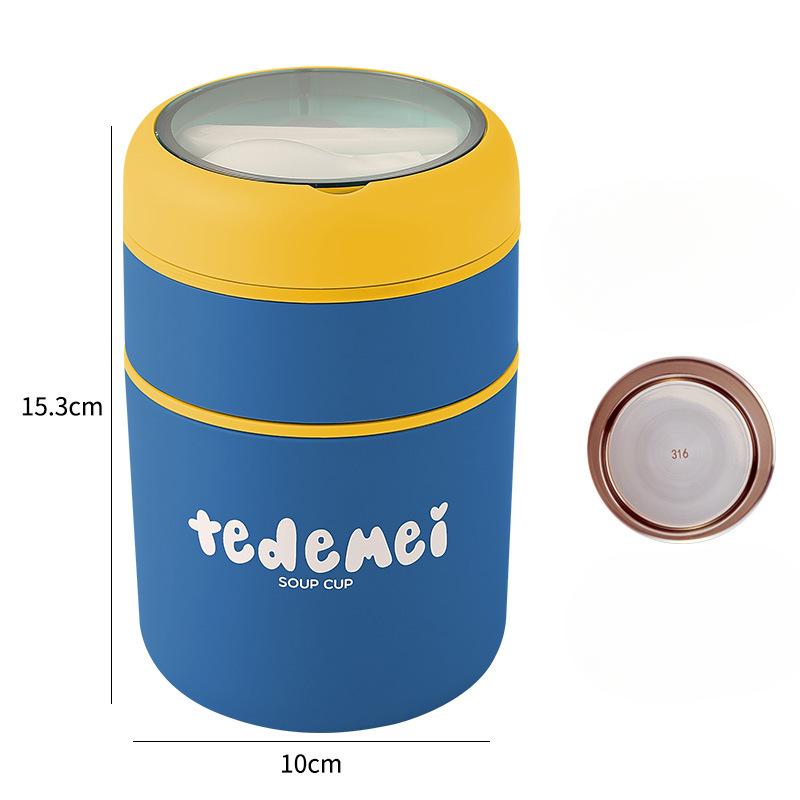 Stainless Steel Insulated Lunch BoxDouble-layer Portable Soup Cup, Small Rice Bucket Sealed Breakfast Cup Soup Bowl