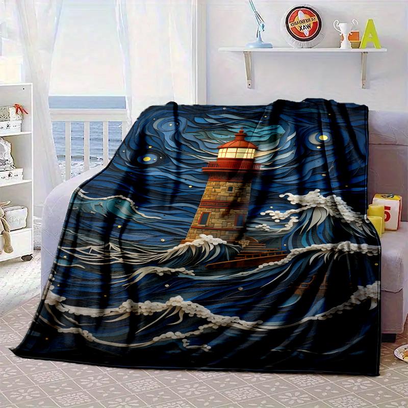 Lighthouse In Stormy Sea Blanket Flannel Blanket Throw Blanket Sofa Cover Blanket Soft Premium Blanket Picnic Blanket Tv Blanket Gifts